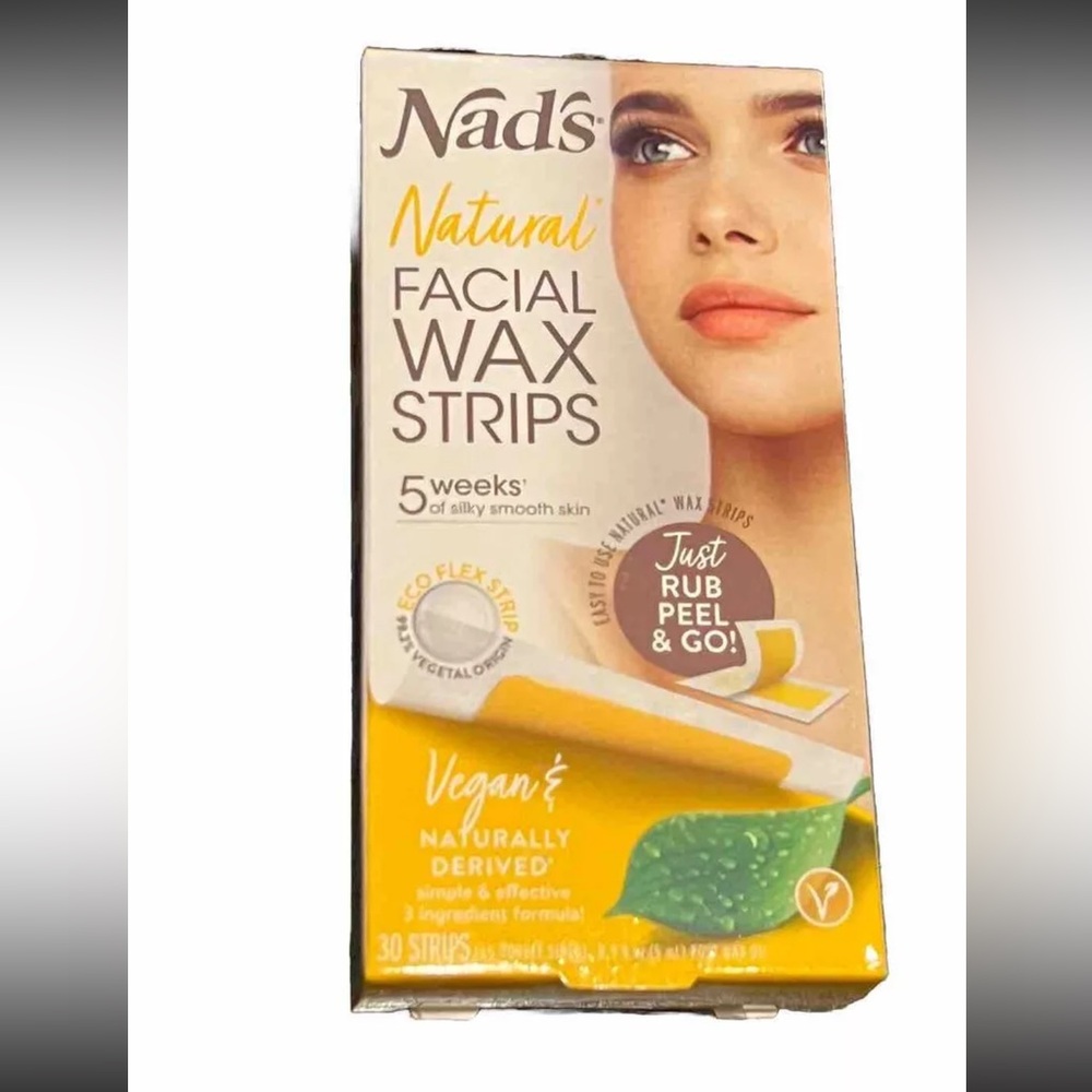 Nad's Natural Facial Wax Strips For Hair Removal Vegan 30ct Easy To Use
